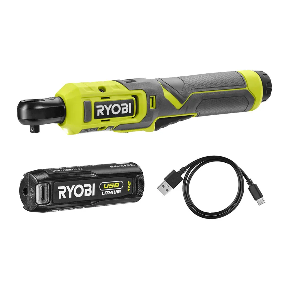 4V Cordless Ratchet Wrench Kit, 1/4 inch Square Drive, 8Nm Torque