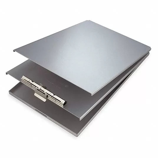 Silver Aluminum Storage Clipboard, Legal File Size, 9 1/8 in W x 14 1/2 in H, 1/2 in Clip Capacity