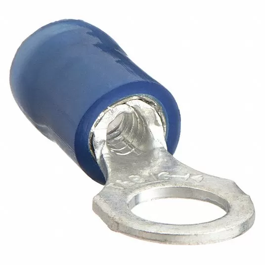 Ring Terminal, Blue Nylon, Overlapped Seam, 18 to 14 AWG, 100 PK