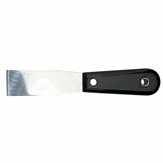 Stiff Putty Knife,1 1/4 inch, Carbon Steel Blade, Black