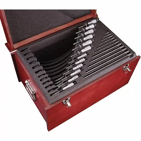 Mechanical Outside Micrometer Set, Range 0 in to 12 in, Number of Micrometers 12