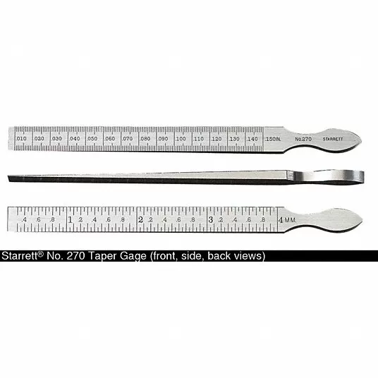 Taper Gauge, Gauge Style Flat Leaf, Range 0.0100 in to 0.1500 in, 0.30mm to 4mm, Steel
