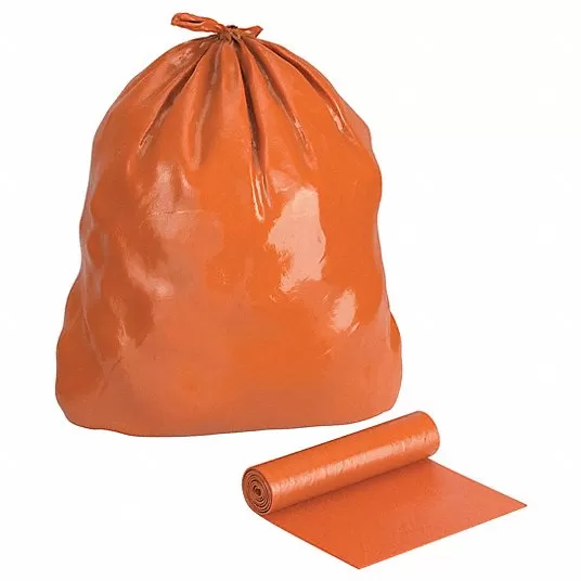 Trash Bag, 40 to 45 gal, LLDPE, Coreless Roll, Orange, PK 100