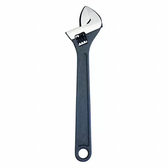 Adjustable Wrench, Alloy Steel, Black Phosphate, 10 inch Overall Lg, 1 1/8 inch Jaw Capacity