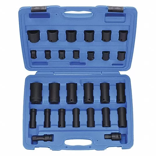 Impact Socket Set, 1/2 inch Drive Size, 28 Pieces, 7/16 inch to 1 1/4 inch Socket Size Range