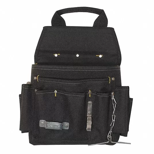 Tool Pouch,12 Pockets, Belt Slot, For 2 1/2 inch Max Belt Width, Open Top